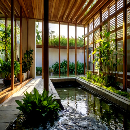 Interior of a beautiful villa in the tropics. Tropical gardenの写真素材