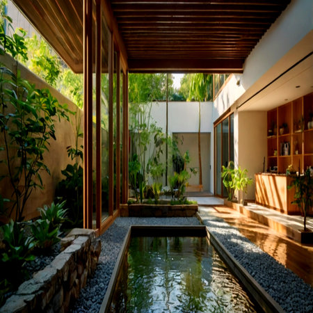 Interior of a modern villa in the tropics.の写真素材