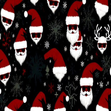 Seamless pattern with Santa Claus and snowflakes. Vector illustration.の写真素材