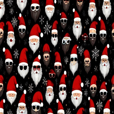 Seamless pattern with Santa Claus, snowflakes and glasses.の写真素材