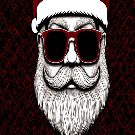 Santa Claus Hipster Beard and Sunglasses on Grunge Backgroundの写真素材