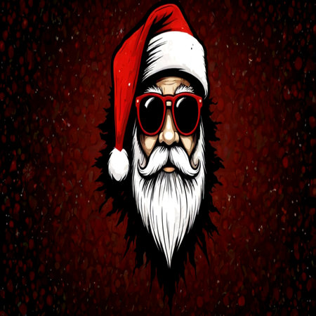 Santa Claus head with sunglasses on grunge background. Vector illustration.の写真素材