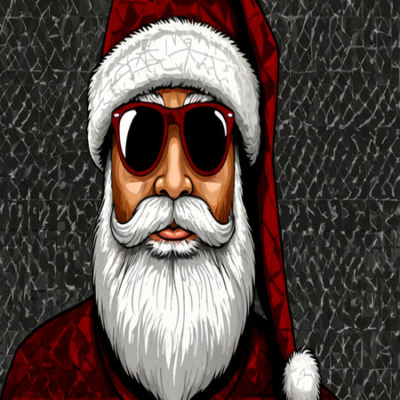 Santa Claus in sunglasses on a textured background. Vector illustration.の写真素材