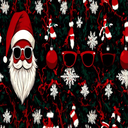 Christmas background with Santa Claus, glasses and Christmas decorations. Vector illustration.の写真素材