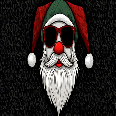 Santa claus with sunglasses on a black background. Vector illustration.の写真素材