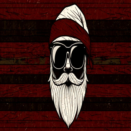Santa claus hipster vector illustration on grunge wood background.の写真素材