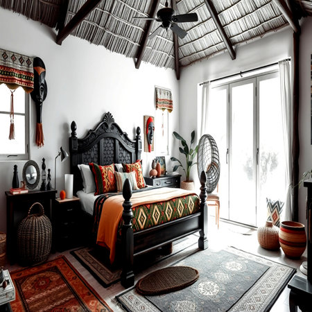 Interior of a beautiful bedroom in a traditional style. 3d renderの写真素材