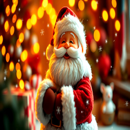 Santa Claus doll on christmas background. Merry Christmas and Happy New Year.の写真素材