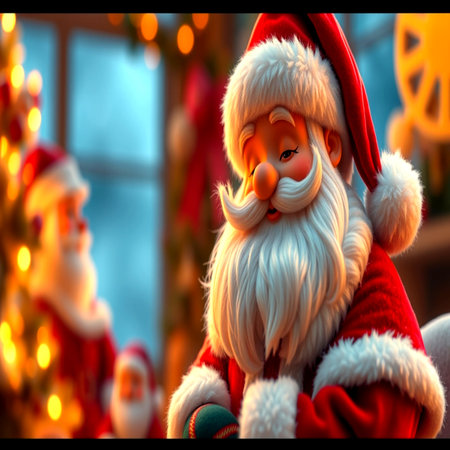 Santa Claus sitting on the window sill. Christmas and New Year concept.の写真素材