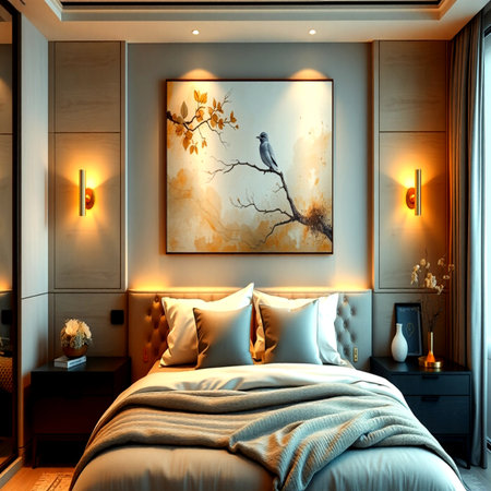 Luxury bedroom interior design in modern style. 3D renderの写真素材