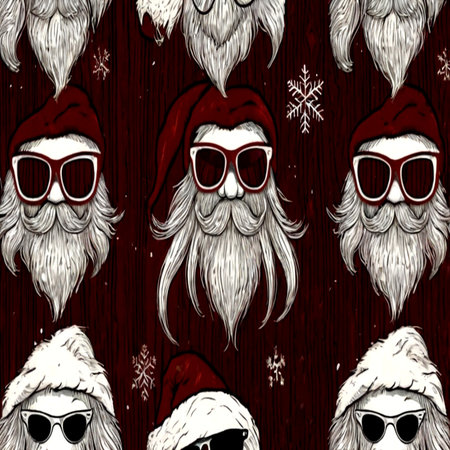 Seamless pattern with Santa Claus. Vector illustration on wooden background.の写真素材