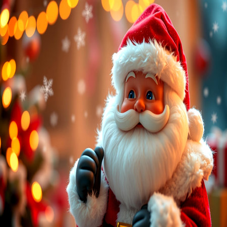 Santa Claus doll on Christmas background. Merry Christmas and Happy New Year.の写真素材