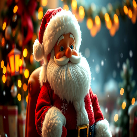 Santa Claus doll on Christmas background. Christmas and New Year concept.の写真素材