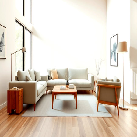 modern bright interiors apartment 3D rendering illustration  - computer generated image