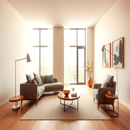 interior with sofa and coffee table. 3d rendered illustration.の写真素材