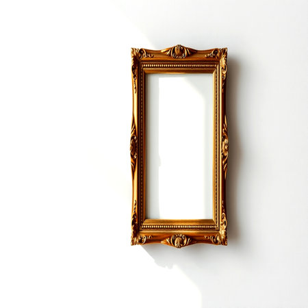 Old picture frame on white background. 3d rendering and illustration.の写真素材