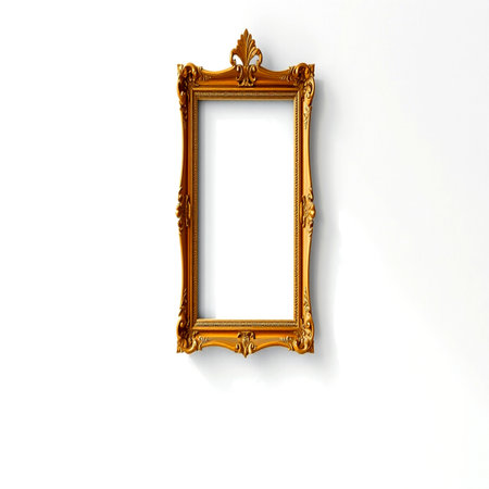 antique picture frame on white background. 3d rendering and illustration.の写真素材