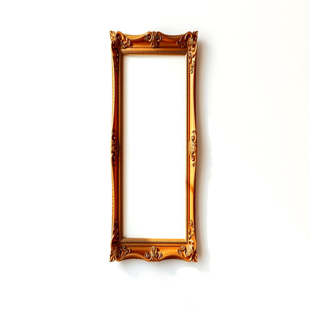 Golden frame for paintings, mirrors or photo isolated on white background.の写真素材