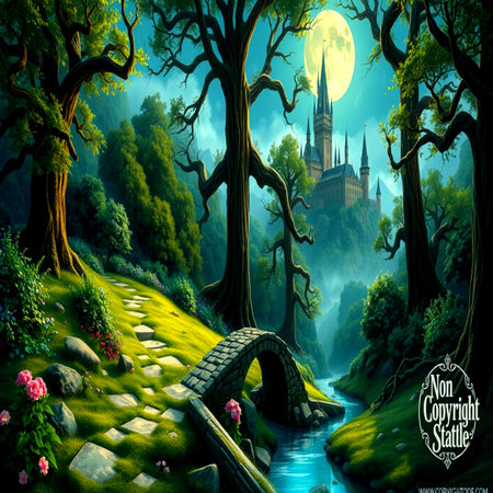 Castle in the forest. Magical landscape.の写真素材