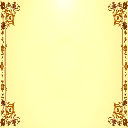 Ornate frame on a yellow background with space for your textの写真素材