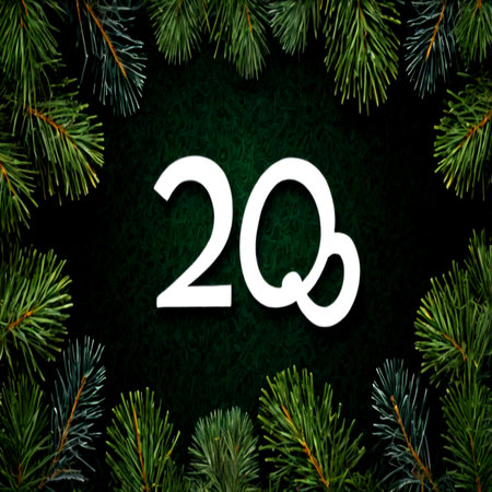 Happy new year 2019. Greeting card with fir branches and numbers.の写真素材