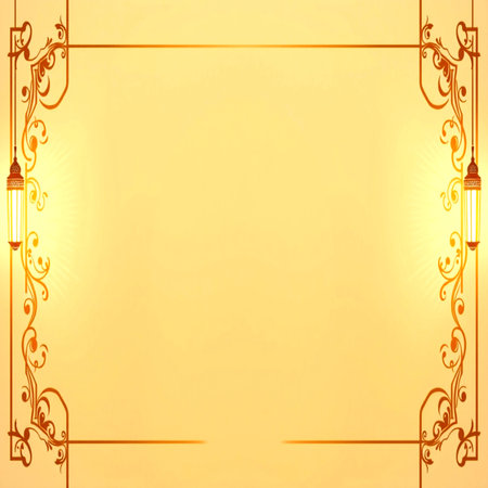 Lantern on a yellow background with a place for your textの写真素材