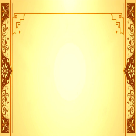 Vintage frame on a yellow background with ornament and place for textの写真素材