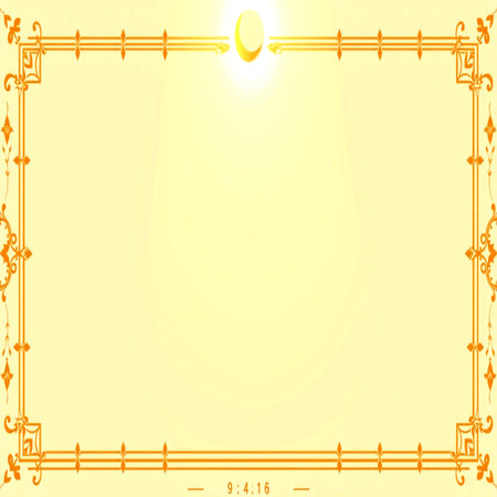 Illustration of a gold background with a golden frame and a sunの写真素材