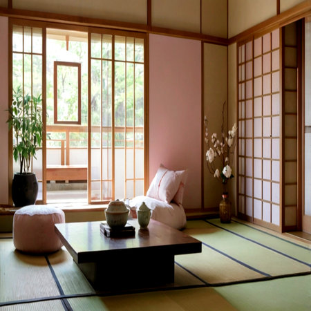 Japanese style living room with japanese style design, stock photoの写真素材