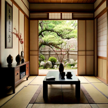 Japanese style room with japanese style design and japanese motifsの写真素材