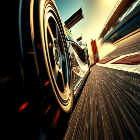 car on the road with motion blur effect. 3d illustration.の写真素材