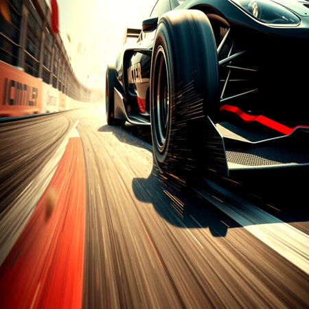 Sport car on the road with motion blur effect. 3d renderingの写真素材