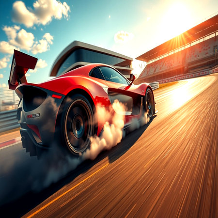 Race car on the road. 3D render. Clip-artの写真素材