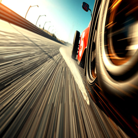 car on the road with motion blur effect. 3d illustration.の写真素材
