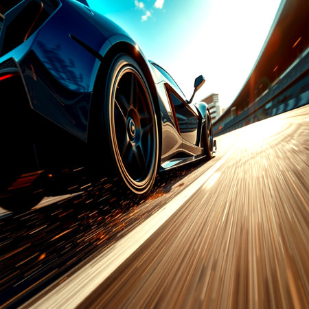 Sport car on the road with motion blur effect. 3d renderの写真素材