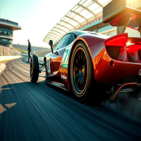 Red F1 on the track at Thailand International Circuit.の写真素材