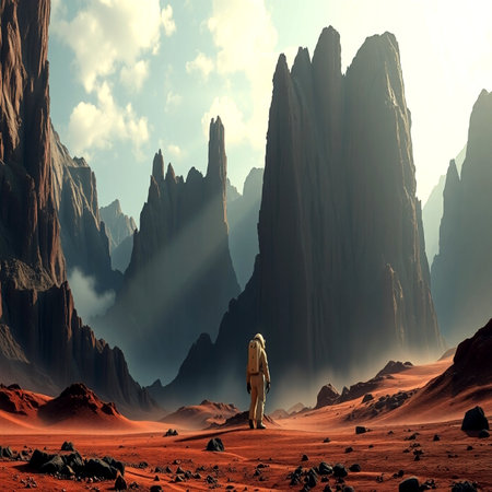 3D render of a hiker in the desert.の写真素材