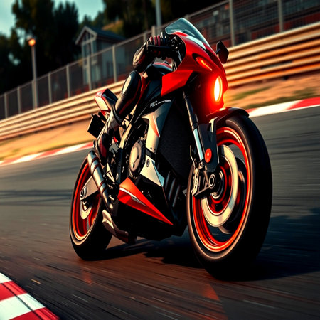 Motorcycle on the race track. Close-up. 3d renderingの写真素材