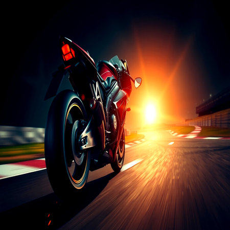 motorcycle on the road with motion blur. 3d renderingの写真素材