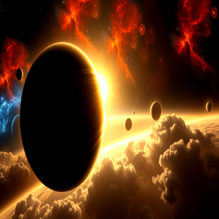 Solar System - Sun and planets in space. 3D rendered illustration.