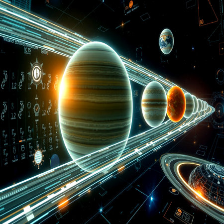 Planets and galaxy in space. Science fiction art. 3D rendering