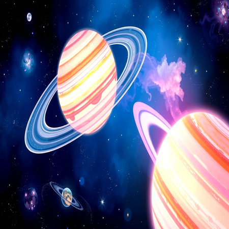 Solar System in space with planets and stars. 3D illustration.
