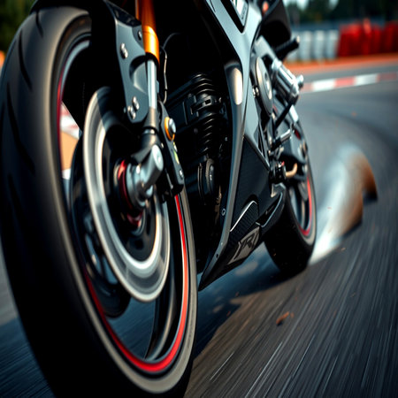 Close-up of the wheel of a sports motorbike. 3d renderingの写真素材