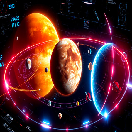 Solar system with planets in space. 3D rendering. Elements of this image furnished by NASA