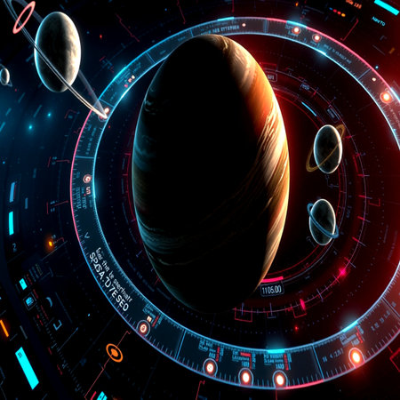 Digital illustration of planets in space against black background. 3d rendering