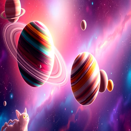 Planets in space. Solar system. Cosmos art. 3D rendering