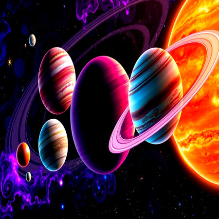 Planets in space with sun, planets and stars. 3d illustration