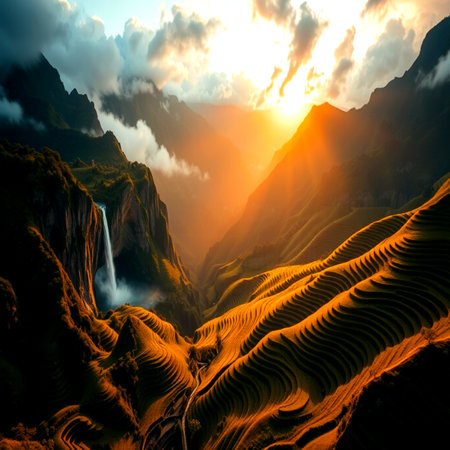 Beautiful sunset in the mountains.の写真素材