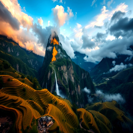 Rice terraces in Sapa, Lao Cai, Vietnamの写真素材