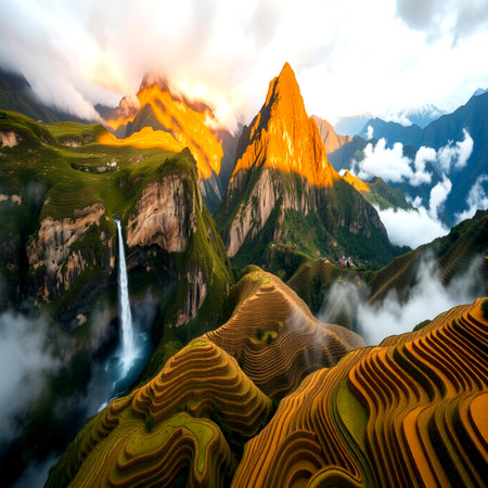 Rice terraces in Sapa Valley, Vietnamの写真素材